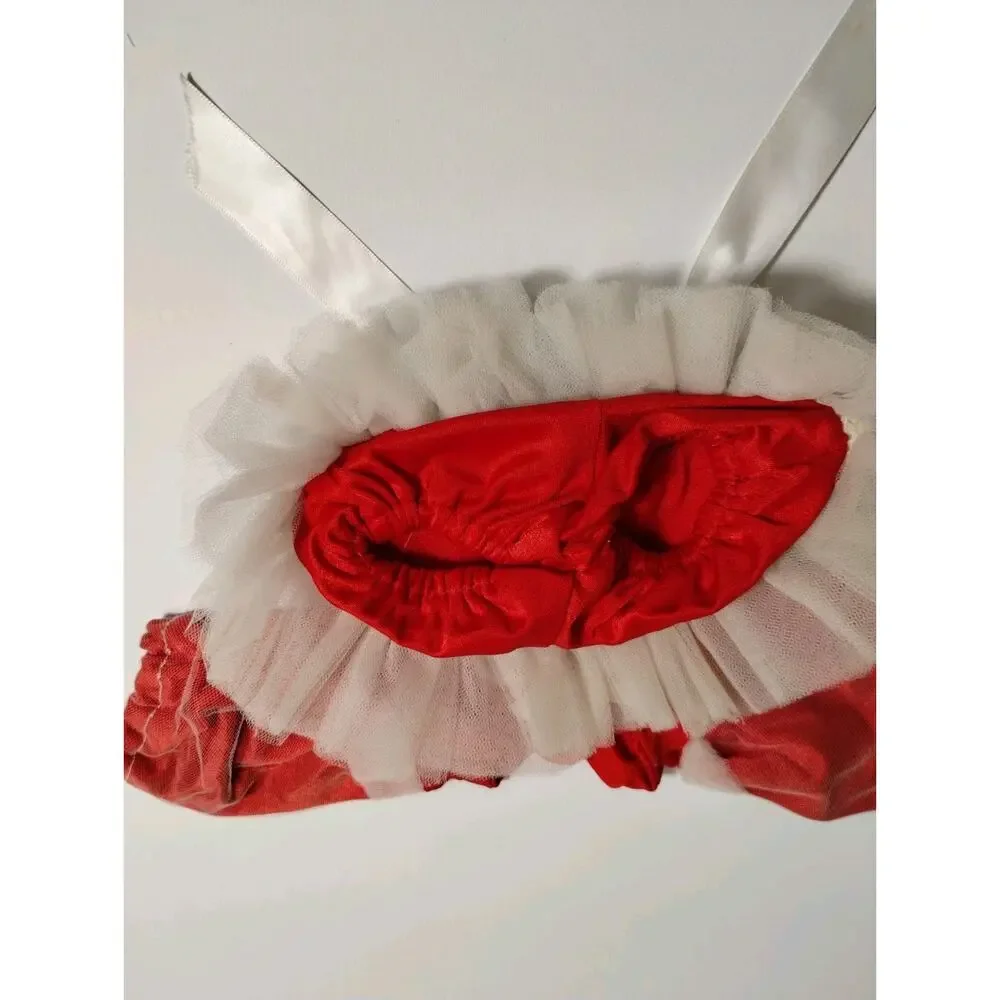 Vintage Doll Ballet Outfit Red - White Tulle - 8.5